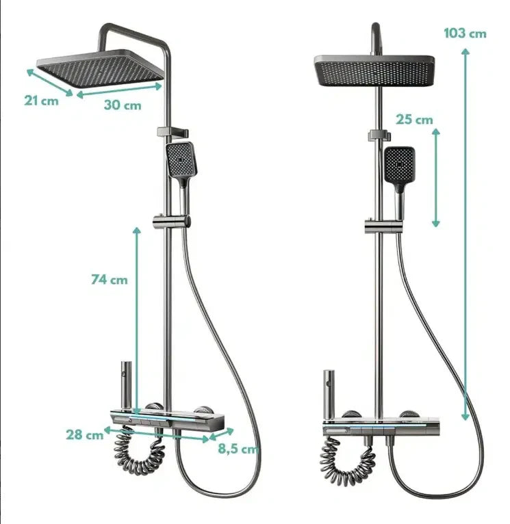 Sistem de Duș JRH, Afișaj Digital, Bandă LED, 4 Butoane Tip Pian, Termostatic