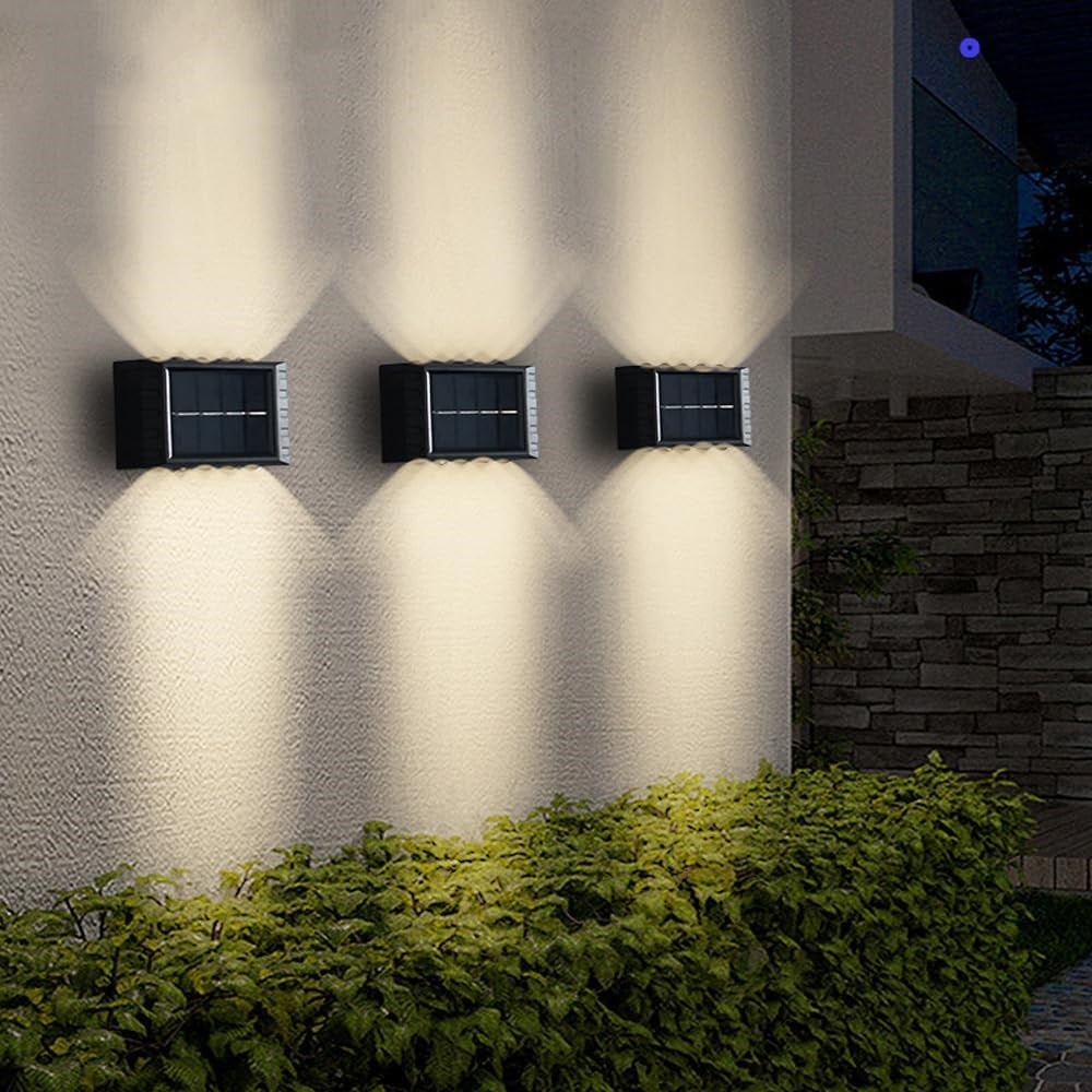 Set 2 Lampi Solare LED de Perete - Iluminare Bidirectionala, Rezistente la Apa IP65