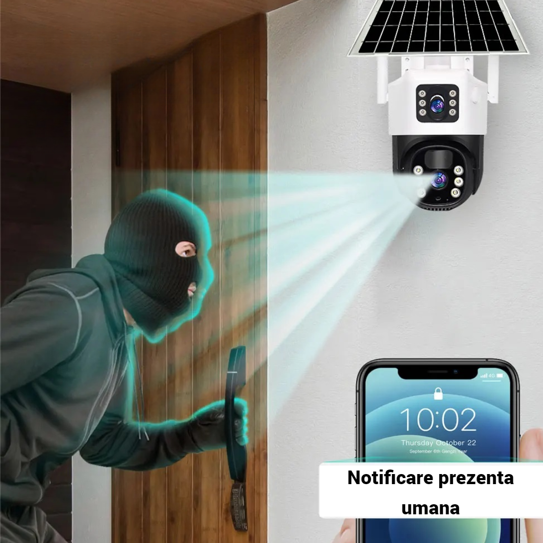 Camera de Supraveghere IP Smart WiFi cu Lentila Duala si IR - Alarma Miscare si Microfon - 10