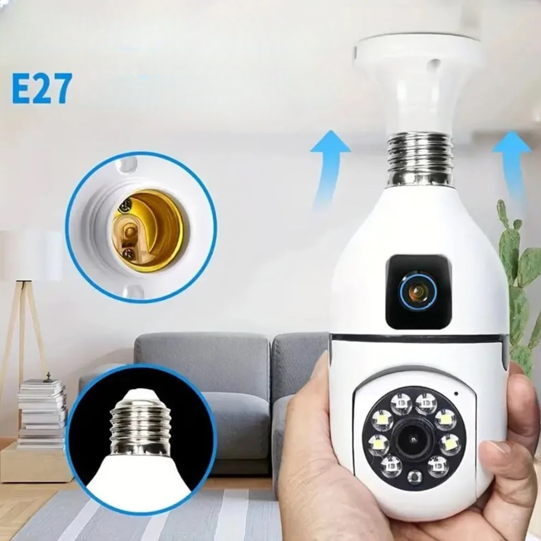 Camera de Supraveghere Inteligenta cu Bec E27, Rotatie 360°, Viziune Nocturna Color si Audio Bidirectional