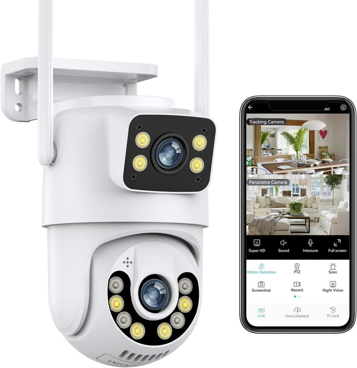 Camera de supraveghere WIFI,senzor de miscare,lentile duble