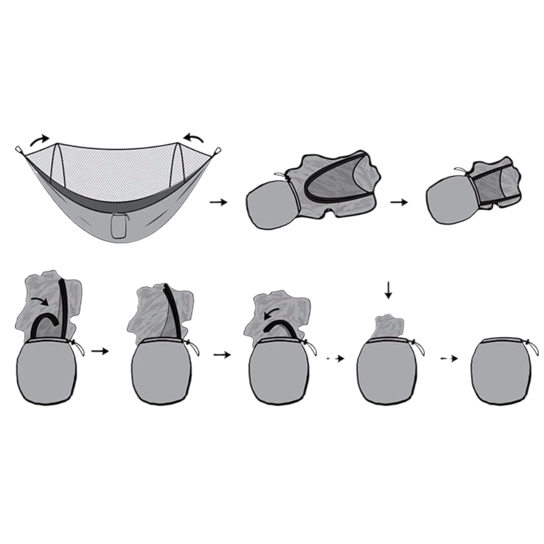 Hamac Dublu cu Plasa Antiinsecte 150x200cm - Material Parasuta, Buzunar Accesorii si Geanta Transport