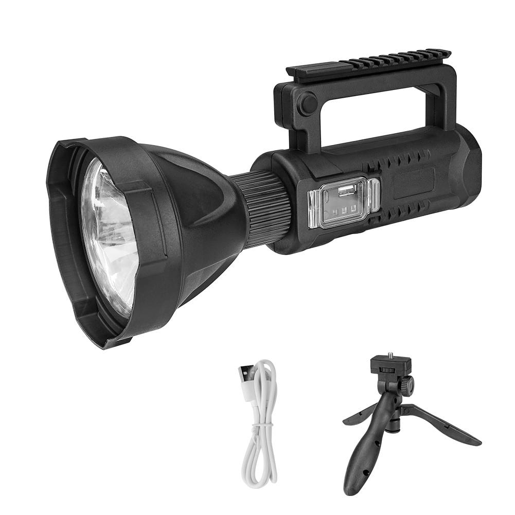lanterna led, reincarcabila, functie powerbank, 4 moduri iluminare, trepied inclus