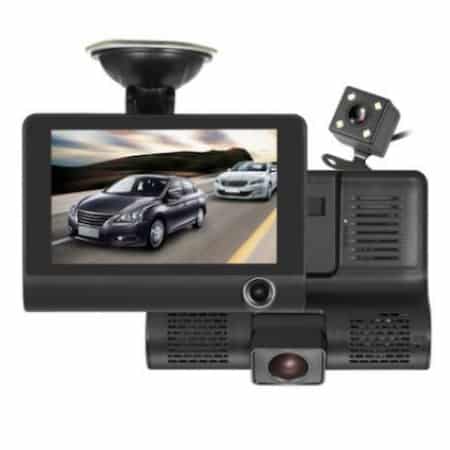 Camera de bord auto DVR Full HD cu 3 obiective fata, spate, interior