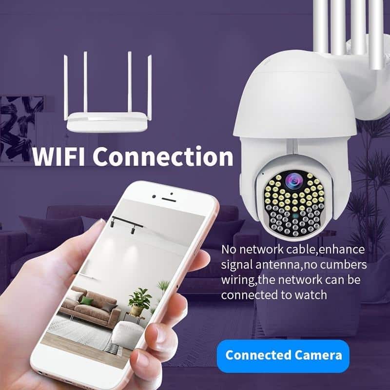 Camera IP supraveghere 63 LED HD 1944P WIFI 5MP C Cameră de securitate interior/exterior 4 antenă