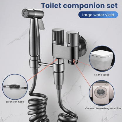 Pulverizator de bideu portabil pentru toaleta, inox, gri