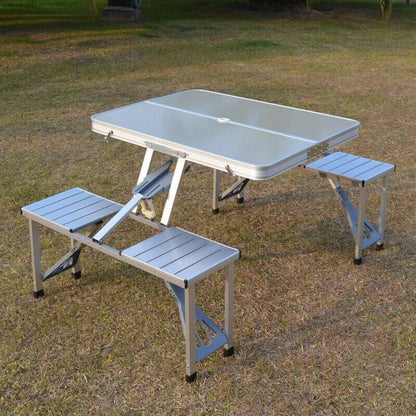 Set masa camping pliabila cu 4 scaune din aluminiu - Portabila tip geanta