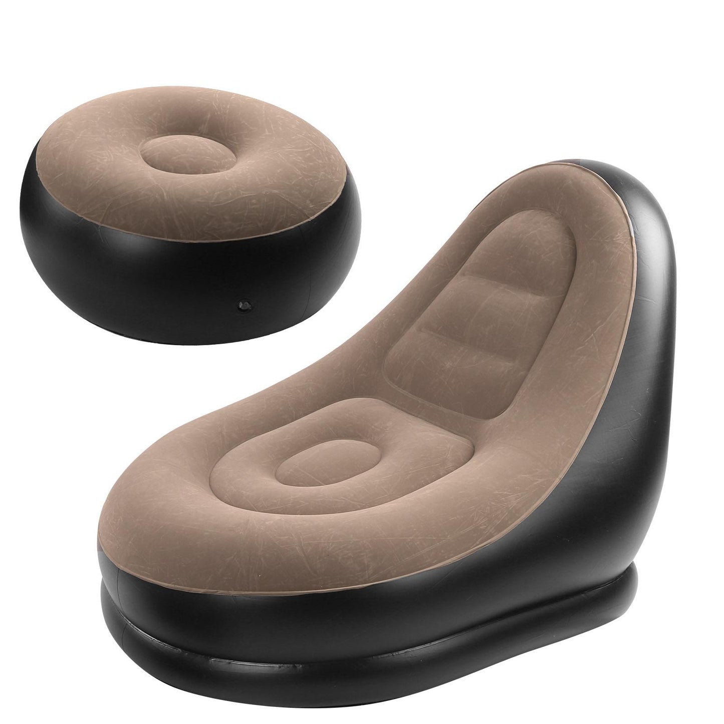 Fotoliu Gonflabil Catifelat cu Taburet - Set Relaxare Premium pentru Casa si Vacante