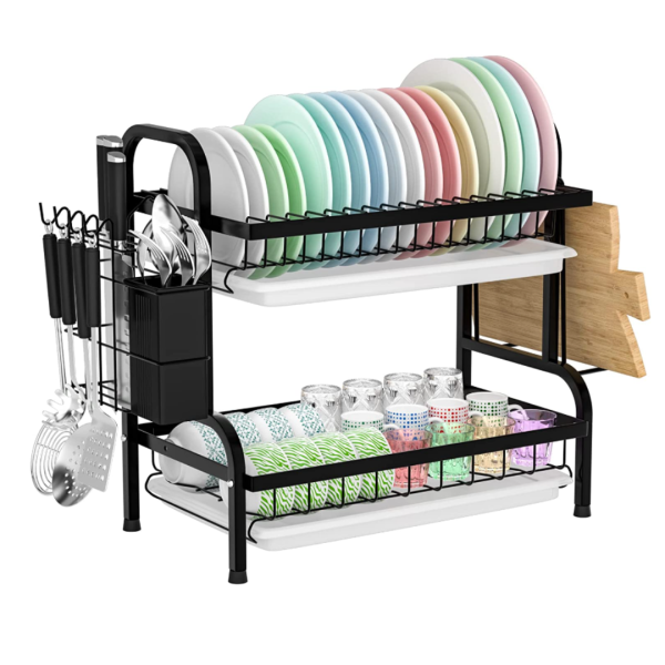 Suport Scurgator Extensibil pentru Vase - Organizator Multifunctional pentru Bucatarie din Otel Inoxidabil
