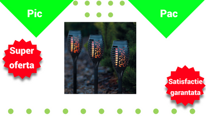 Lampa LED Solara cu Efect de Flacara TORTA - 12 LED-uri, Design Elegant, Rezistenta la Intemperii