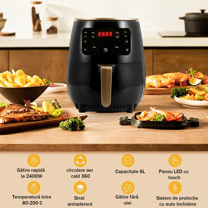 Friteuza cu Aer Cald 2400W + Set 100 Hartii de Copt