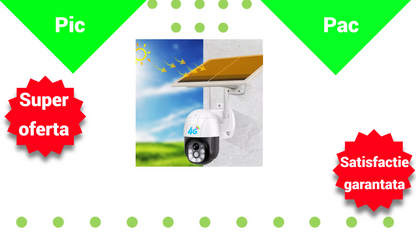 Camera Supraveghere Solara 4G SIM, 5MP Full HD, Zoom 10X, Panou Solar 9W, IP66