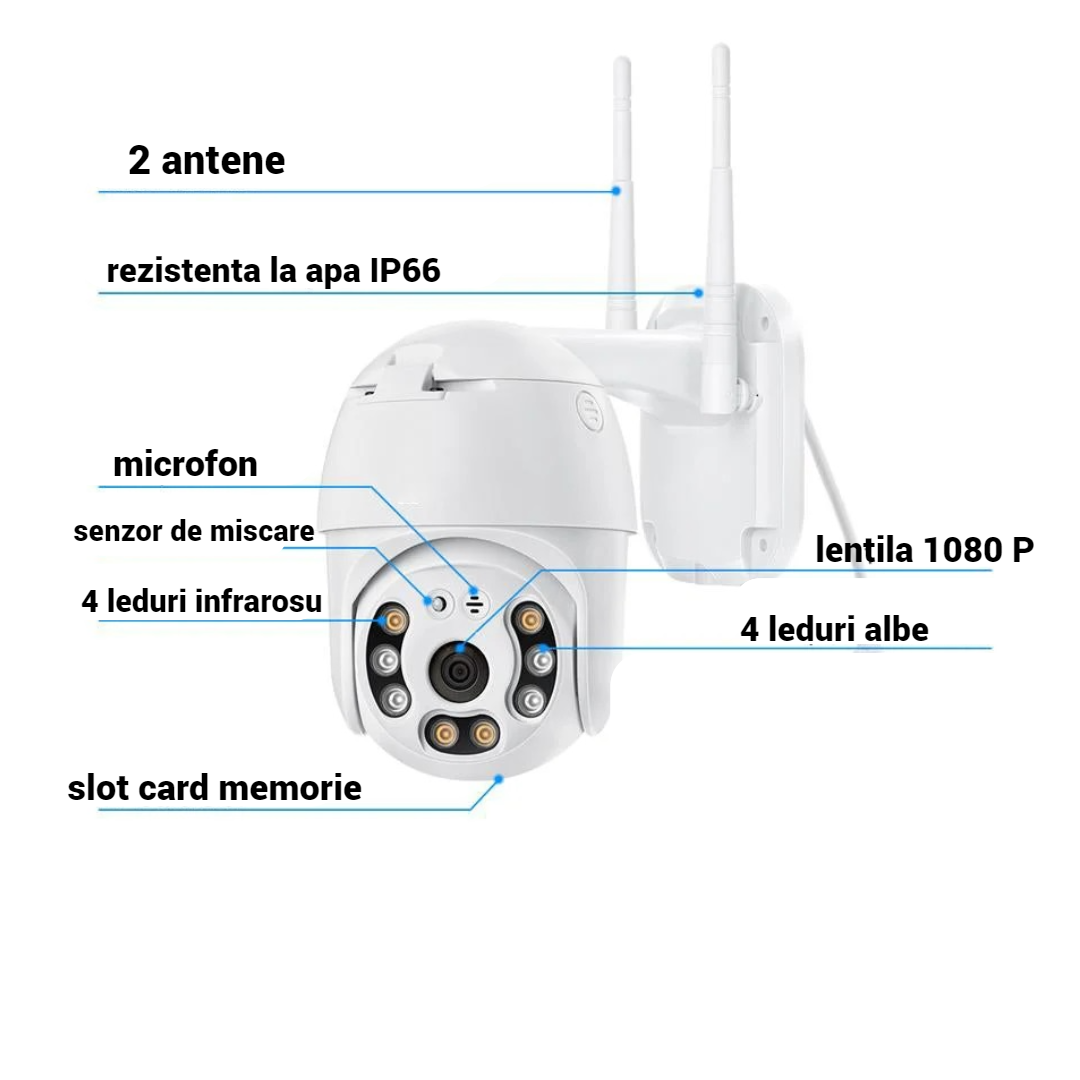 Camera Supraveghere WiFi Exterioara 1080P Full HD - Rotativa cu Viziune Nocturna si Audio Bidirentional - 8