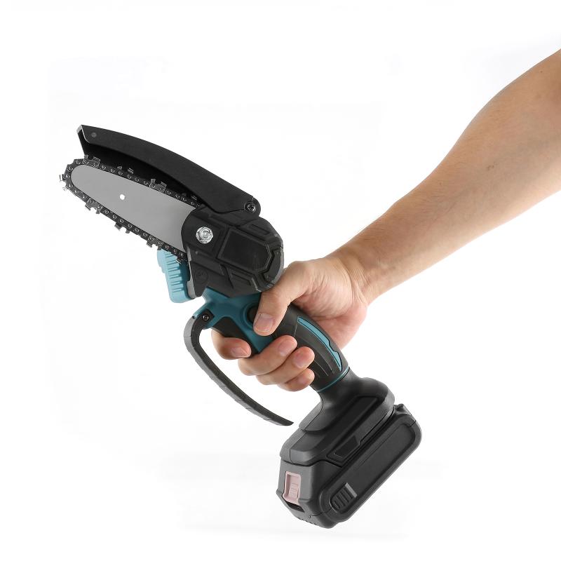 Mini Drujba Electrica Portabila 24V, 6 inch cu Lant de Schimb si 2 Acumulatori