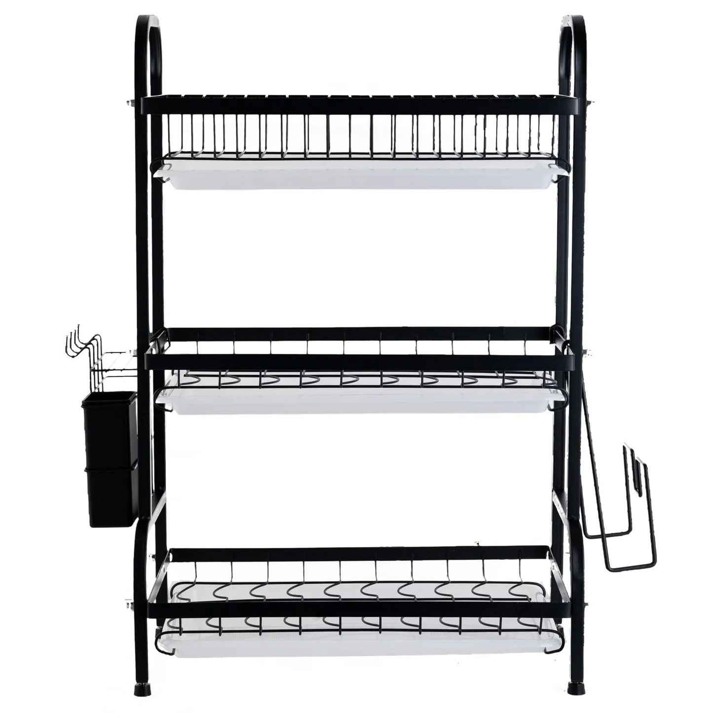 Suport Vase 3 Nivele din Otel Inoxidabil - Organizator Bucatarie 61x23.5x42cm Negru