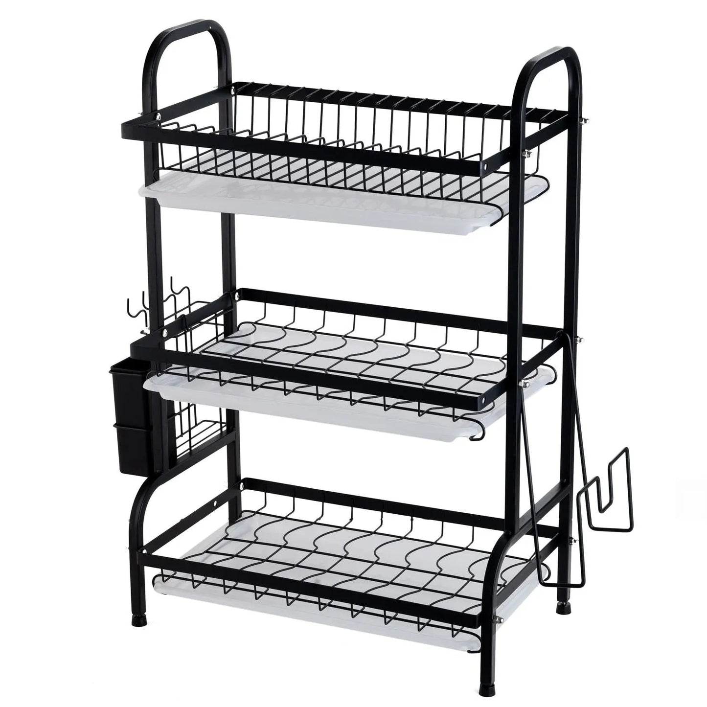 Suport Vase 3 Nivele din Otel Inoxidabil - Organizator Bucatarie 61x23.5x42cm Negru