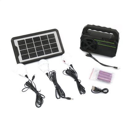 Kit Solar Portabil cu Lanterna, Radio FM, MP3 Player si 3 Becuri LED - Sistem de Iluminat si Incarcare pentru Camping