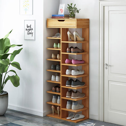 Pantofar cu 7 Etaje din Lemn Deschis - Suport Elegant pentru Pantofi cu Design Spatios