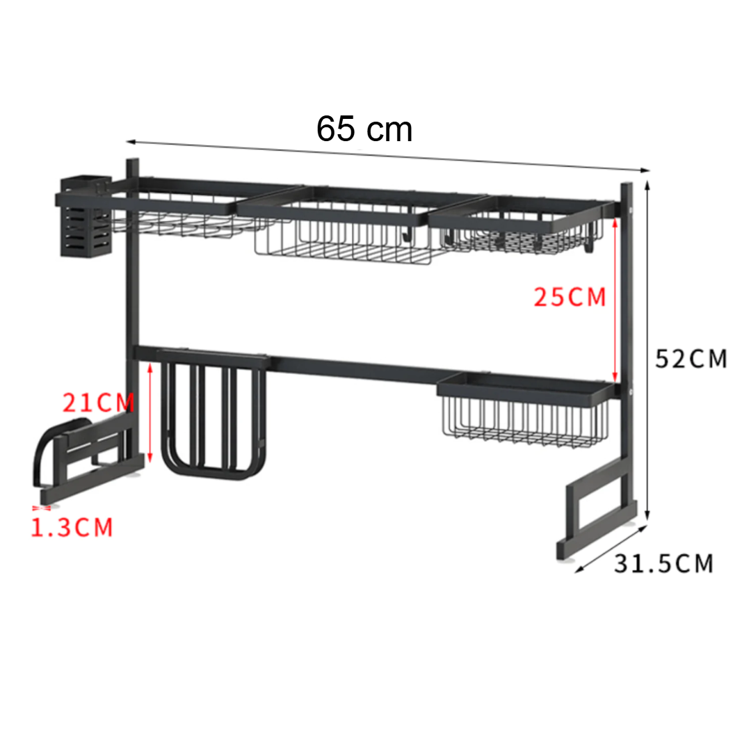 Suport Scurgator Extensibil pentru Vase - Organizator Multifunctional pentru Bucatarie din Otel Inoxidabil