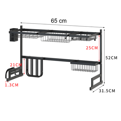 Suport Scurgator Extensibil pentru Vase - Organizator Multifunctional pentru Bucatarie din Otel Inoxidabil