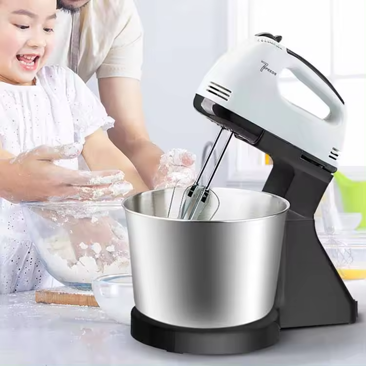 Mixer cu Bol Inox 2L, 200W, 7 Viteze - Teluri Incluse pentru Patiserie