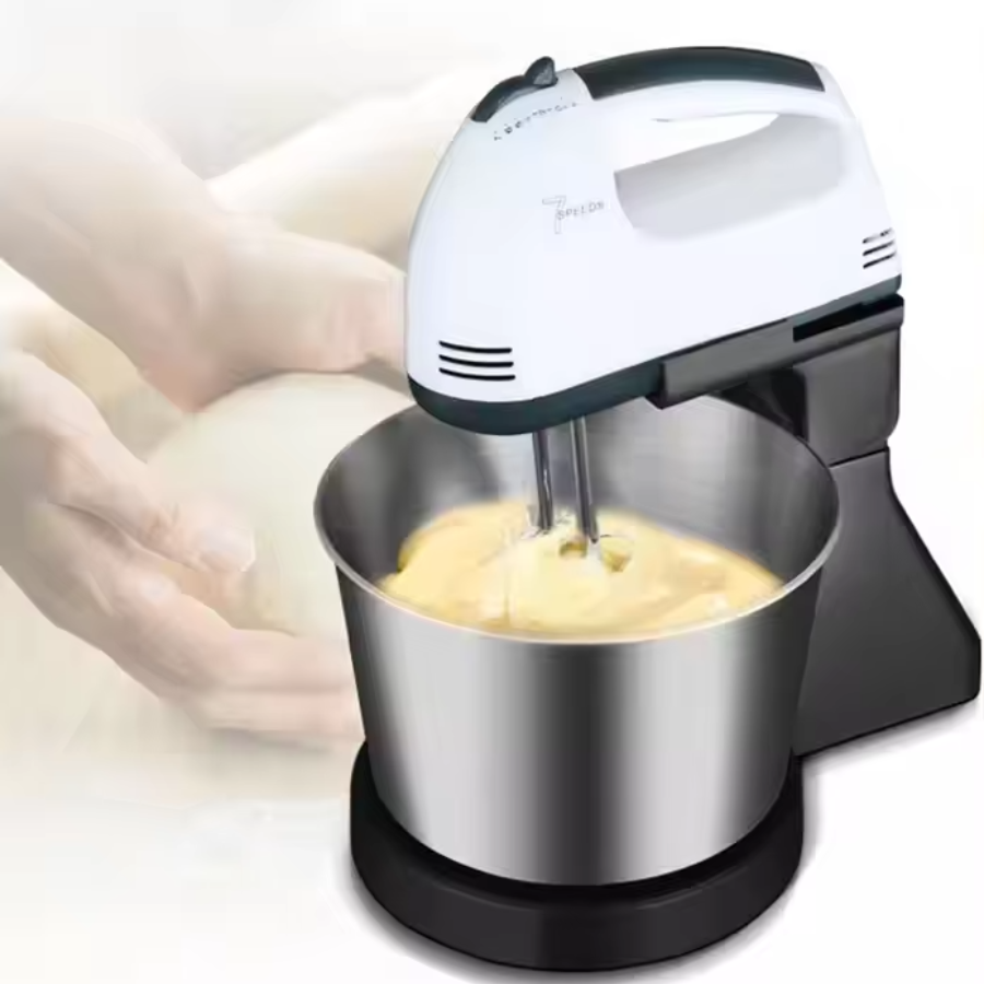 Mixer cu Bol Inox 2L, 200W, 7 Viteze - Teluri Incluse pentru Patiserie