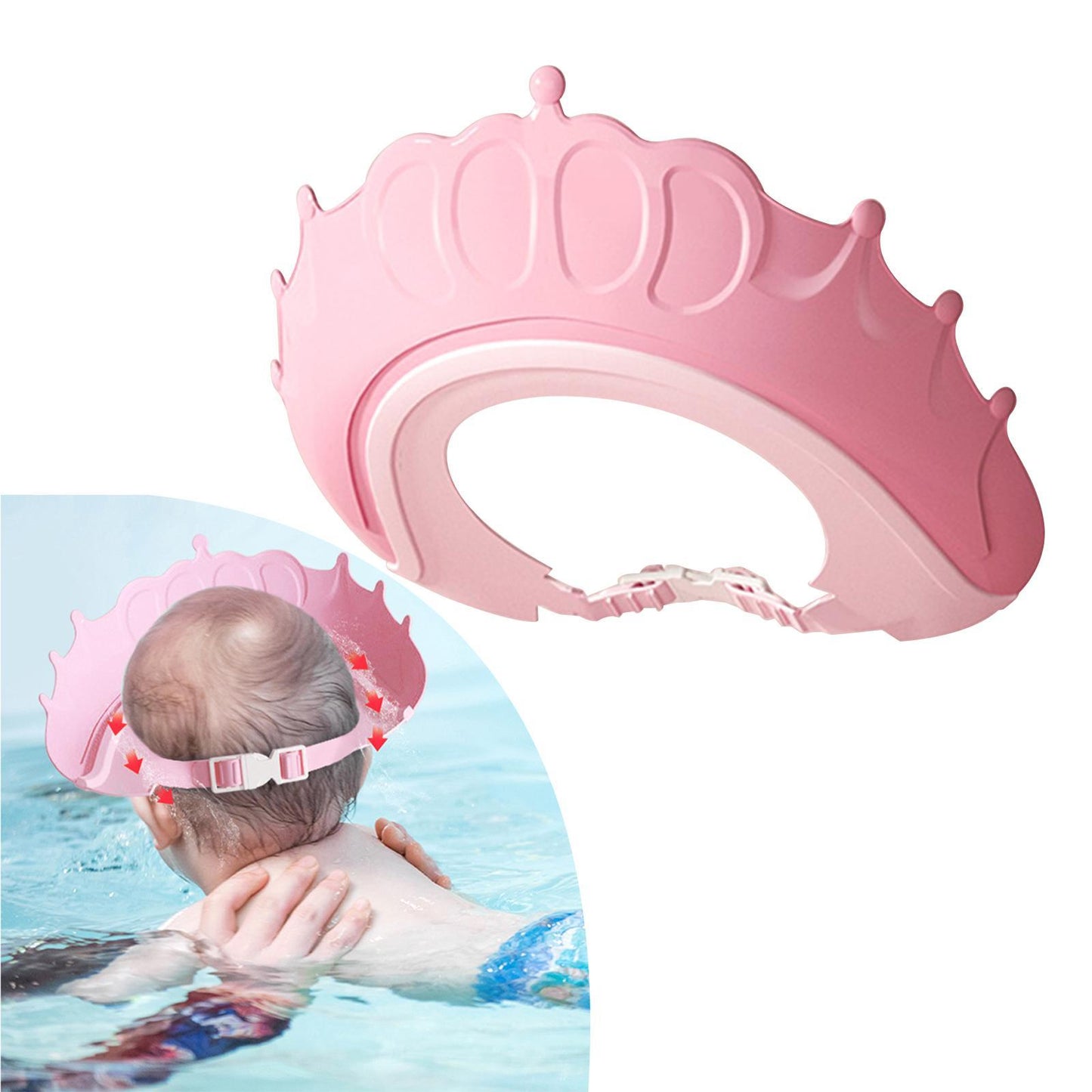 Palarie de protectie pentru baie copii - Coroana reglabila anti-sampon, silicon, 6+ luni