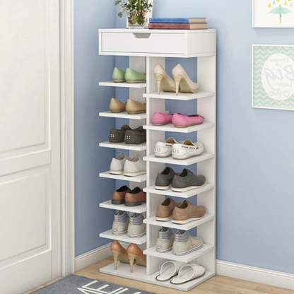 Pantofar inalt 7 etaje elegant alb - Organizare optima incaltaminte