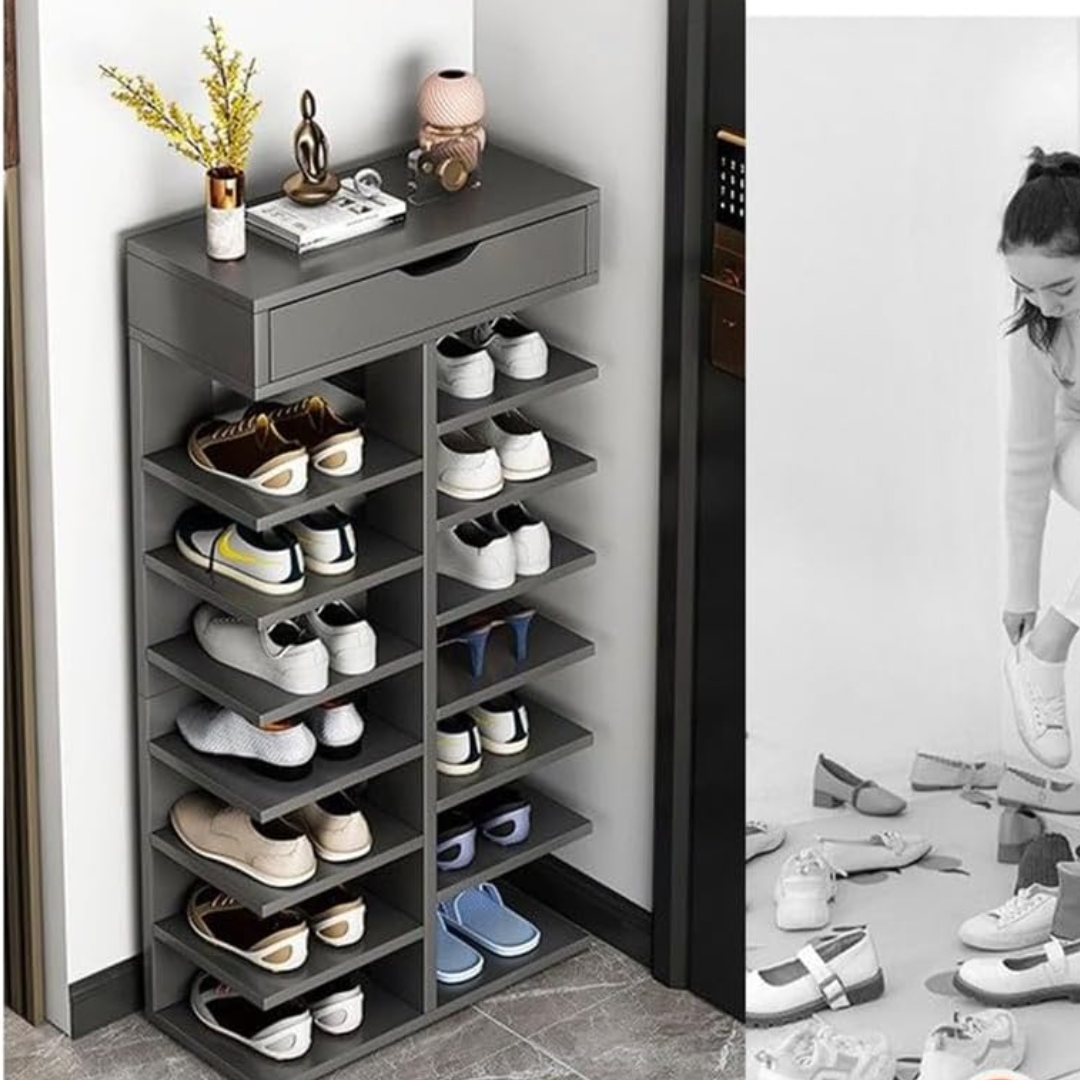 Pantofar cu 7 Etaje, Design Elegant, Gri - Organizare Optima Incaltaminte