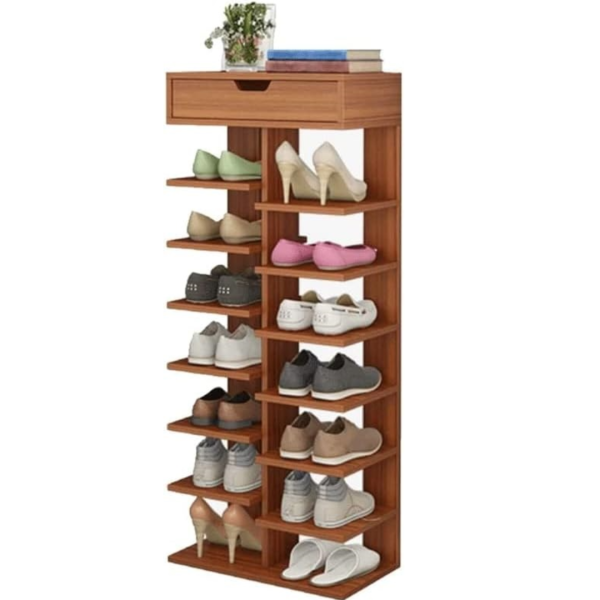 Organizator Incaltaminte cu 8 Etajere - Dulap Pantofi Maro 62x26x120cm