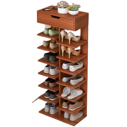 Pantofar cu 7 Etaje din PAL - Organizator Pantofi Elegant, Culoare Lemn Inchis