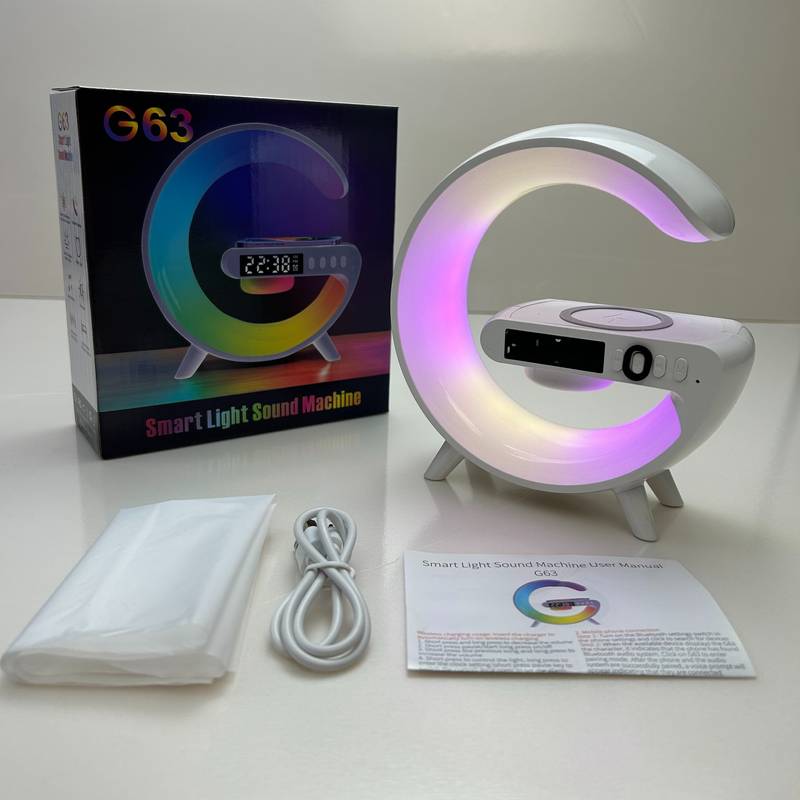 Statie Incarcare Wireless 3-in-1 cu Lampa RGB, Boxa Bluetooth si Control Prin Aplicatie - 15W