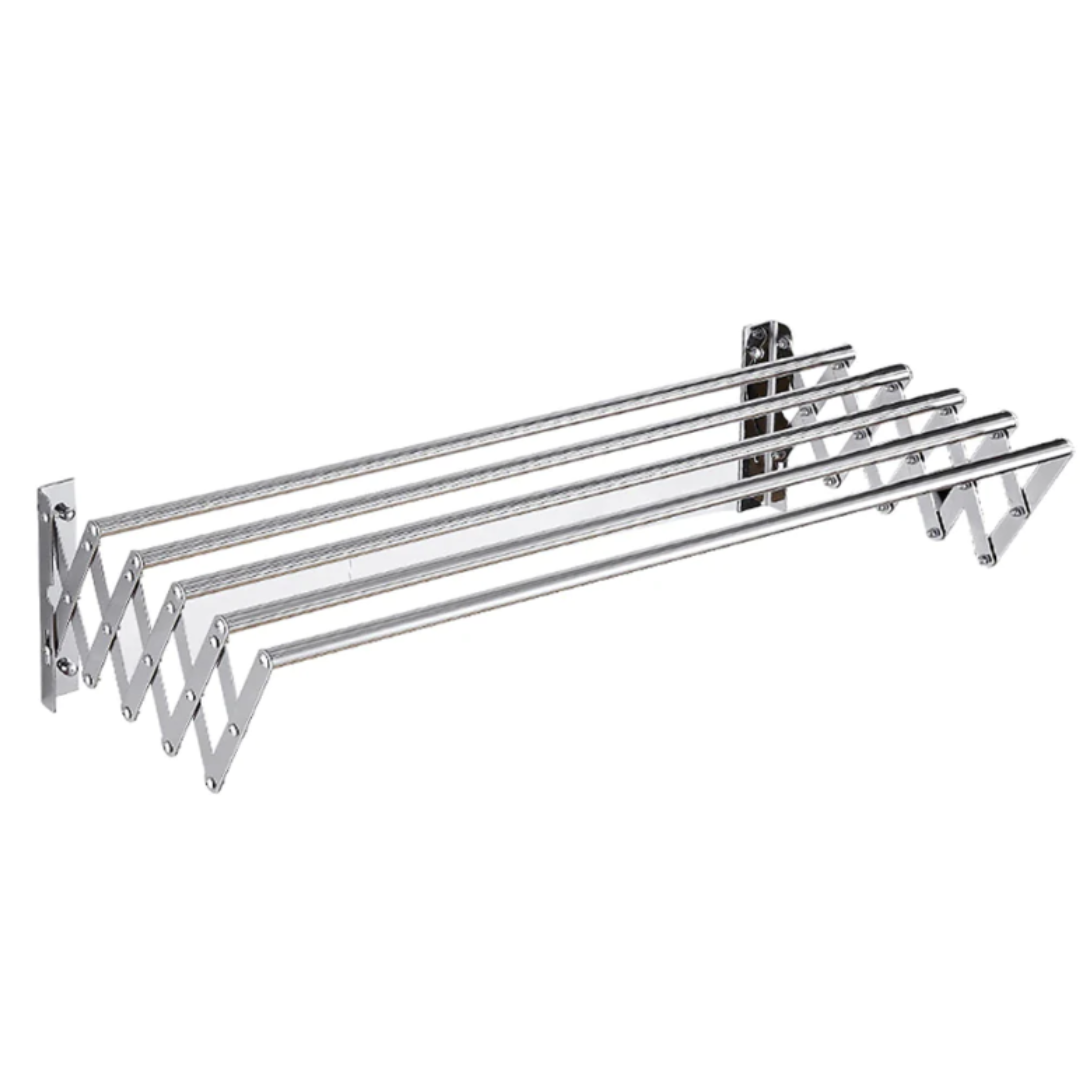 Uscator de rufe telescopic de perete tip acordeon din aluminiu - suport retractabil pentru economie de spatiu