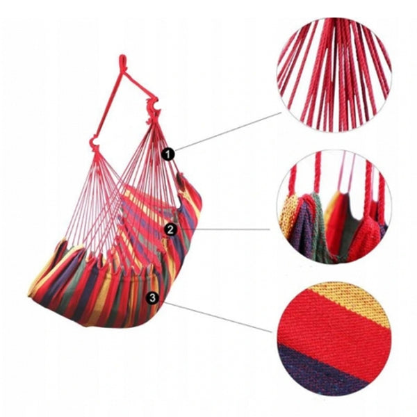 Hamac suspendat tip scaun multicolor - Material confortabil, capacitate 100kg, dimensiuni 100x120cm - 7