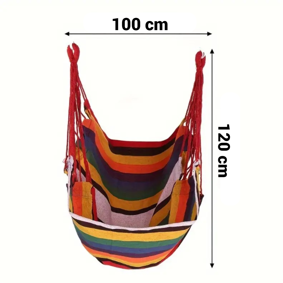 Hamac suspendat tip scaun multicolor - Material confortabil, capacitate 100kg, dimensiuni 100x120cm - 13