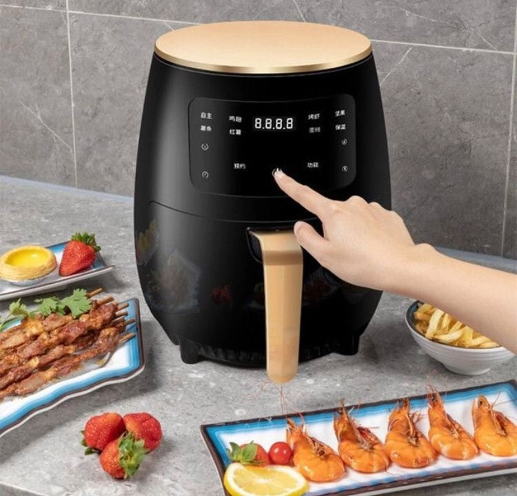 Pachet Friteuza cu Aer Cald 6L 2400W + Farfurie Silicon - Gatit Sanatos Fara Ulei
