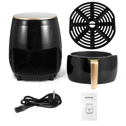 Pachet Friteuza cu Aer Cald 6L 2400W + Farfurie Silicon - Gatit Sanatos Fara Ulei