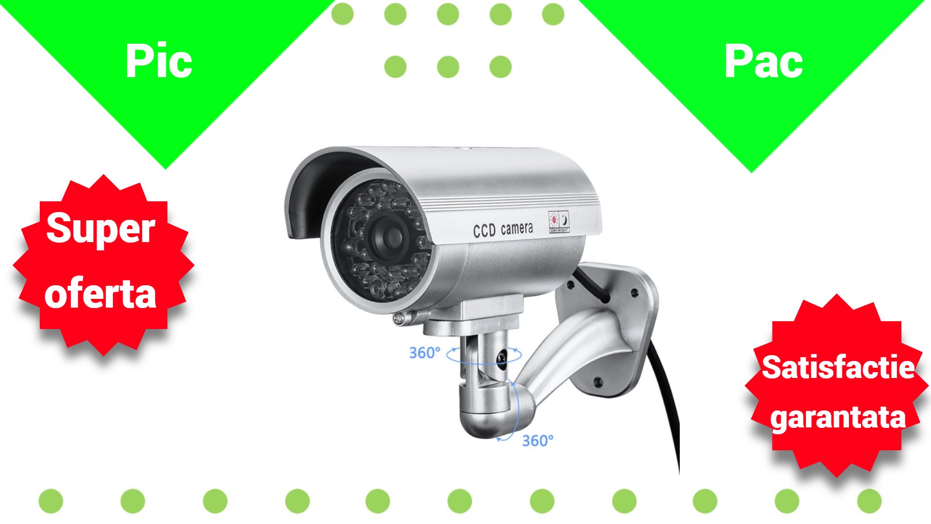 Camera de Supraveghere Falsa cu LED si Baterii - Protectie Vizibila pentru Casa si Afacerea Ta