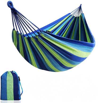 Hamac Dublu cu Plasa Tantari 150x200cm - Material Parasuta Rezistent, Buzunar Accesorii si Geanta Transport Inclusa, Bleu