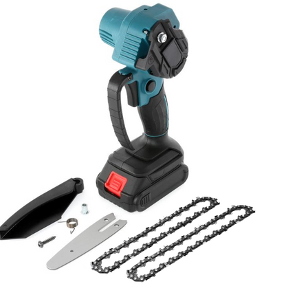 Mini Drujba Electrica Portabila 24V 8 inch cu 2 Baterii si Lanturi de Rezerva