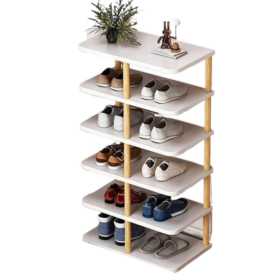 Organizator Vertical Pantofi 8-14 Perechi - Alb, Compact 48x24x80cm, Ideal Dormitor si Dressing