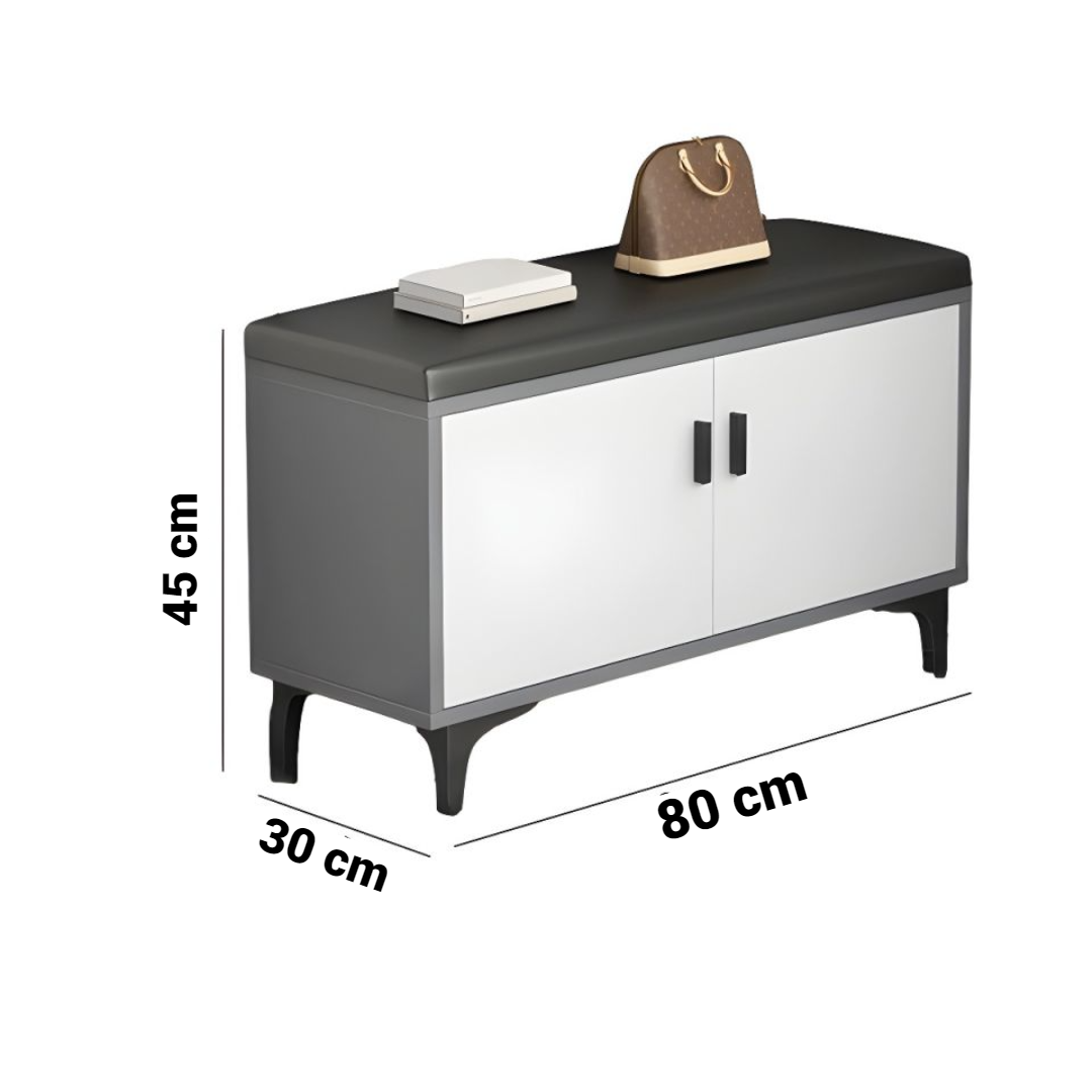 Dulap organizator pentru incaltaminte cu bancheta si 2 usi, 80x30x45 cm - Solutie completa de depozitare