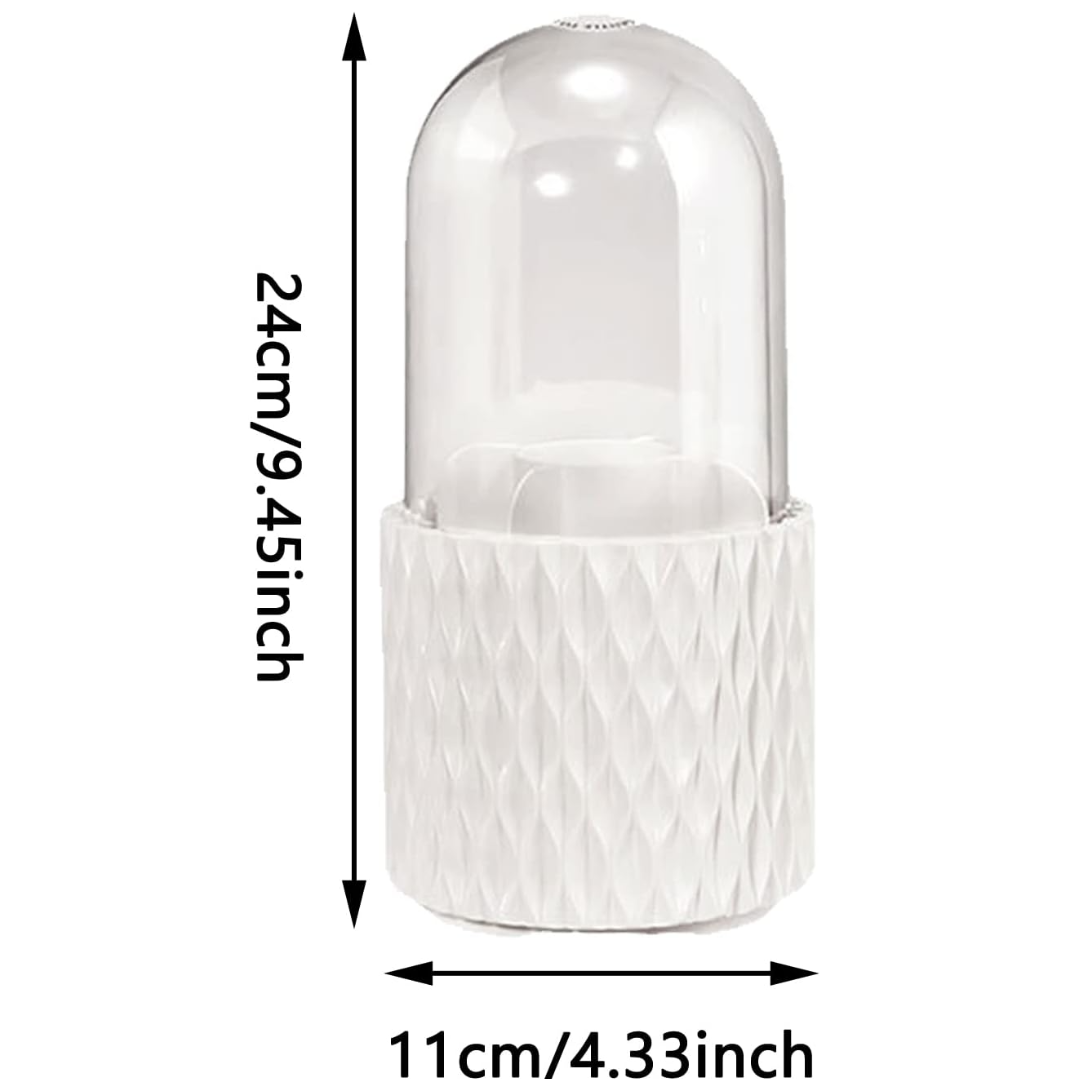 Organizator Rotativ 360° pentru Pensule si Cosmetice - Suport Machiaj cu Capac Transparent