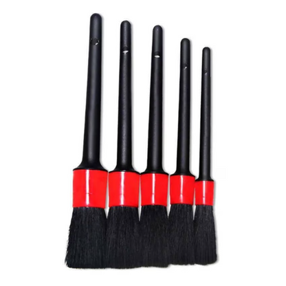 Set 5 Perii Profesionale Detailing Auto - Curatare Interior si Exterior, Jante, Bord, Caroserie cu Cutie Depozitare
