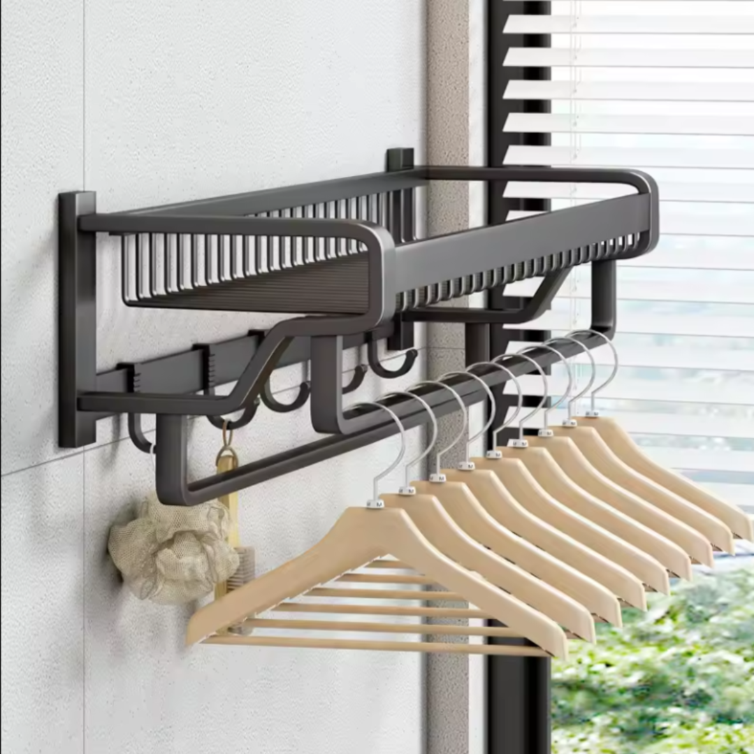 Raft metalic multifunctional cu agatatori pentru bucatarie si baie - Organizare optima