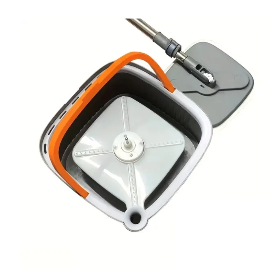 Set Mop Rotativ cu Galeata si Separator Apa, Maner Inox si 2 Capete Microfibra