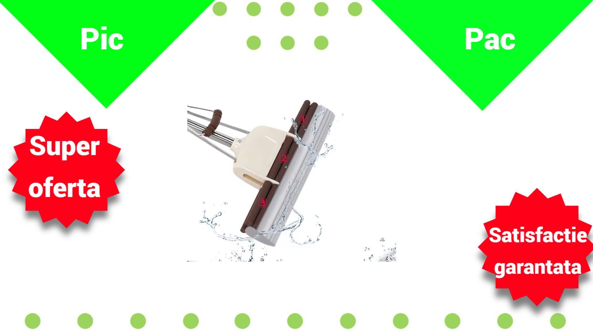 Mop PVA cu Maner de Stoarcere - Absorbtie Eficienta si Control Perfect al Umiditatii