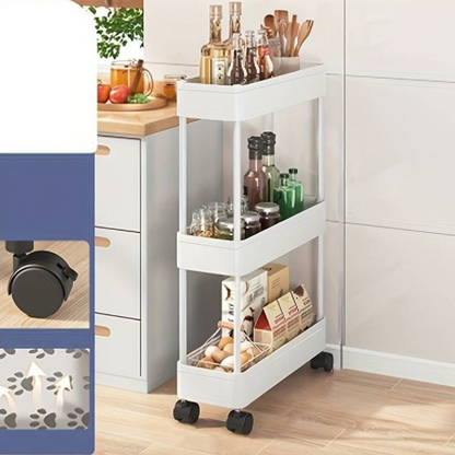 Etajera mobila cu 3 niveluri si roti - Solutie inteligenta pentru spatii inguste