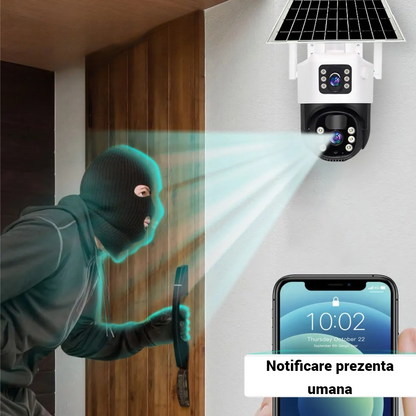 Camera de Supraveghere IP Smart WiFi cu Lentila Duala si IR - Alarma Miscare si Microfon