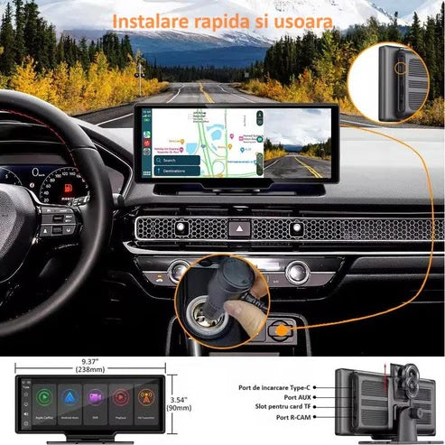 Navigație Auto Universala 10.2 inch Touchscreen, Wireless CarPlay/Android Auto, Camera 4K
